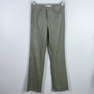 Zara faux leather sage high waisted pants size medium